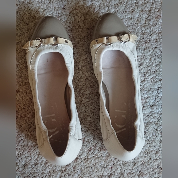 Attilio Giusti Leombruni Monika Ballet Flats Taupe cap & white leather size 37.5 - Picture 3 of 14